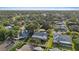Aerial view of a neighborhood with mature trees, well-kept lawns, and nearby lakes at 2969 Talon Dr, Clearwater, FL 33761