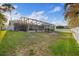 Beautiful backyard featuring a lush green lawn, trees, and screened-in pool, providing a private oasis at 2969 Talon Dr, Clearwater, FL 33761
