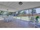 Relaxing screened patio with dining set, offering views of the spacious backyard and providing an ideal space for entertaining at 3225 Bea Ct, Land O Lakes, FL 34639