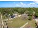 An aerial view showing a nicely maintained lawn with mature landscaping and an adjacent pool at 113 Garland Cir, Palm Harbor, FL 34683