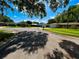 A charming street view with well-maintained lawns, lush trees, and clear blue skies overhead at 3240 Sand Key Dr, Palm Harbor, FL 34684