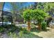 Landscaped backyard with a covered trellis and a screened pool area at 5316 Candler View Dr, Lithia, FL 33547