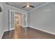 Bright office space with modern ceiling fan, hard wood flooring and french doors at 5316 Candler View Dr, Lithia, FL 33547