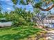 Lush backyard featuring mature trees, a pristine lawn, and screened pool enclosure at 8326 40Th N Pl, St Petersburg, FL 33709