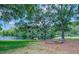 Idyllic backyard featuring mature trees, lake view, and charming bench seating for relaxation at 898 Cypress Lakeview Ct, Tarpon Springs, FL 34688