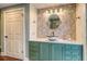 Modern bathroom with decorative tiling, sleek vanity, and marble countertop at 898 Cypress Lakeview Ct, Tarpon Springs, FL 34688