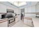 Bright kitchen with white cabinets, stainless steel appliances, and tile flooring at 1660 Gulf Blvd # Ph-7, Clearwater Beach, FL 33767