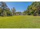 Expansive backyard with a lush lawn leading to a home and pool, under a clear blue sky at 3113 W Sligh Ave, Tampa, FL 33614