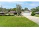 Charming single-story home with a well-manicured lawn, brick facade, and inviting curb appeal at 34527 Cedarfield Dr, Dade City, FL 33523