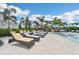 Resort-style lounge chairs surround a pool and spa, with palm trees and cabanas creating a relaxing tropical oasis at 16709 Barnwood Pl, Bradenton, FL 34211