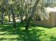 Lush green lawn with mature trees and the side of the house visible at 6130 Whimbrelwood Dr, Lithia, FL 33547