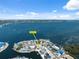 Waterfront property aerial highlighting location on canal with gulf access and stunning bay views at 9920 Spoonbill E Rd, Bradenton, FL 34209