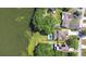 Aerial shot showcases the properties, pools, and lush greenery near a serene lake at 1324 Eckles Dr, Tampa, FL 33612