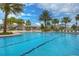 A vibrant community pool is shown, complete with lounge chairs, cabanas, and ample deck space for residents at 13355 Palmerston Rd, Riverview, FL 33579