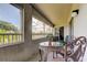 Relaxing screened balcony with table and chairs provides lovely outdoor seating and views at 2323 Feather Sound Dr # F101, Clearwater, FL 33762