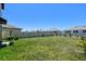 Spacious backyard with a vinyl fence, providing a secure and private outdoor space at 31440 Barrel Wave Way, Wesley Chapel, FL 33545