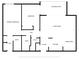 Functional floor plan displaying the layout of the primary bedroom, living room, and kitchen at 36750 Us 19 N # 24-104, Palm Harbor, FL 34684