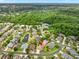 Wide aerial view of the neighborhood showing lush greenery, ponds, and single Gathering homes with pools at 4769 Stoneview Cir, Oldsmar, FL 34677