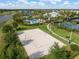 Aerial view of a sand volleyball court and other community amenities at 6307 Salt Creek Ave, Apollo Beach, FL 33572