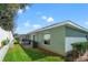 Backyard featuring well-maintained lawn and neutral exterior siding at 6745 Basswood Cir, Zephyrhills, FL 33542