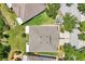 Bird's eye view of a well-manicured landscape, showcasing its roof, trees, and verdant lawn at 7413 Surrey Wood Ln, Apollo Beach, FL 33572