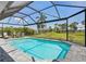 Inviting screened-in pool area with a dining set and a view of the lush backyard at 7504 Carissa, Punta Gorda, FL 33955