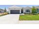 Charming single-story home with a gray exterior, well-manicured lawn, and a two-car garage at 11834 Mile Marsh Dr, Riverview, FL 33569