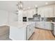 Open-concept kitchen with quartz island, stainless steel appliances, pendant lighting, and stylish backsplash at 11834 Mile Marsh Dr, Riverview, FL 33569