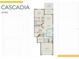 Cascadia floorplan layout with owner's suite, gathering room, kitchen, den, two bedrooms, and garage at 14256 Eagle Branch Dr, Nokomis, FL 34275