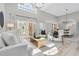 Bright and airy living room with high ceilings, contemporary decor, and sliding glass doors at 19 Crescent S Pl, St Petersburg, FL 33711