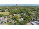 An aerial view shows several houses in a wooded neighborhood, near Safety Harbor at 25 Harbor Oaks Cir, Safety Harbor, FL 34695
