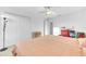 Bedroom featuring a bed, ceiling fan, and a closet at 36454 Flats St, Zephyrhills, FL 33541