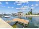 Private dock with ladder access to the water and neighborhood views at 4039 Casa Ct, Hernando Beach, FL 34607