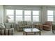 Bright living room featuring striped sofas and large windows with a scenic ocean view at 5200 Brittany S Dr # 1807, St Petersburg, FL 33715