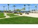 Relaxing outdoor area with lush green grass, palm trees, picnic tables, and views of the waterfront at 5200 Brittany S Dr # 1807, St Petersburg, FL 33715