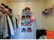 Walk in closet space with shelves and hanging racks at 9814 Ashburn Lake Dr, Tampa, FL 33610