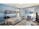 Comfortable bedroom with cool-toned walls, modern flooring, and plenty of natural light at 10021 Elgin Blvd, Spring Hill, FL 34608
