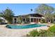 Backyard featuring a pool, patio, and lush landscaping at 19 N Pine Cir, Belleair, FL 33756