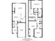 This floorplan depicts two-story layout, detailing bedrooms, bathrooms, closets, kitchen, living room, and hallways at 32573 Turtle Grace Loop, Wesley Chapel, FL 33545