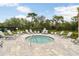 Outdoor hot tub surrounded by lounge chairs on a brick patio offers a relaxing experience at 32978 Tulip Petal Ln, Wesley Chapel, FL 33545