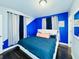 Bedroom features a blue accent wall, modern design, and plenty of natural light at 3498 13Th S Ave, St Petersburg, FL 33711