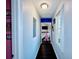 Hallway leads to a cozy living area featuring dark wood floors and a playful aesthetic at 3498 13Th S Ave, St Petersburg, FL 33711