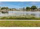 Scenic pond view with lily pads, a fountain, and lush landscaping at 5915 18Th N St # 11, St Petersburg, FL 33714