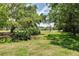 Spacious backyard with mature trees offering shade and privacy in the community at 60 Woodridge Cir, Oldsmar, FL 34677