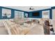 Cozy living room with neutral-toned furniture, a ceiling fan, a TV, and large windows for natural light at 16149 Tuscany Hillside Rd, Odessa, FL 33556