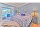 Relaxing main bedroom view through french doors to covered porch and pool at 2113 Golf Manor Blvd, Valrico, FL 33596