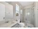 Bathroom featuring light gray walls, quartz counters and glass shower at 2511 Early Dawn Ct, Valrico, FL 33594