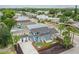 Charming blue two-story home, highlighted in an aerial view, displaying its location in a vibrant neighborhood at 2704 W Main St, Tampa, FL 33607