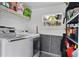Bright laundry room with modern washer and dryer, convenient storage shelves, and a sunlit window at 2909 60Th N Ave, St Petersburg, FL 33714