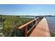 Dock with railing offering serene waterfront views, and lush landscaping at 404 Hillsborough St, Palm Harbor, FL 34683